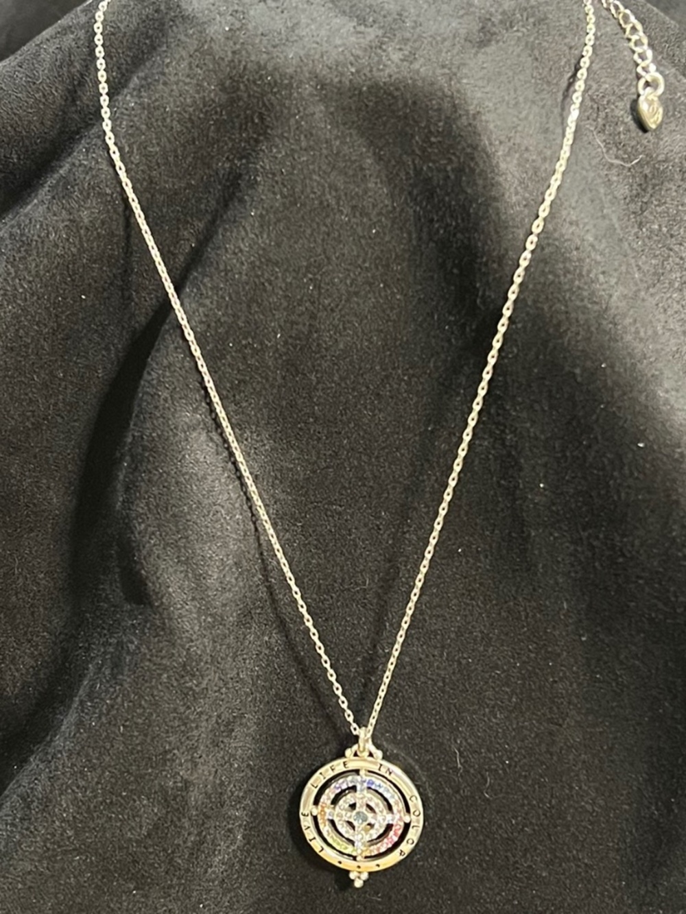 Brighton Color Drops silver plated pendant necklace compass design